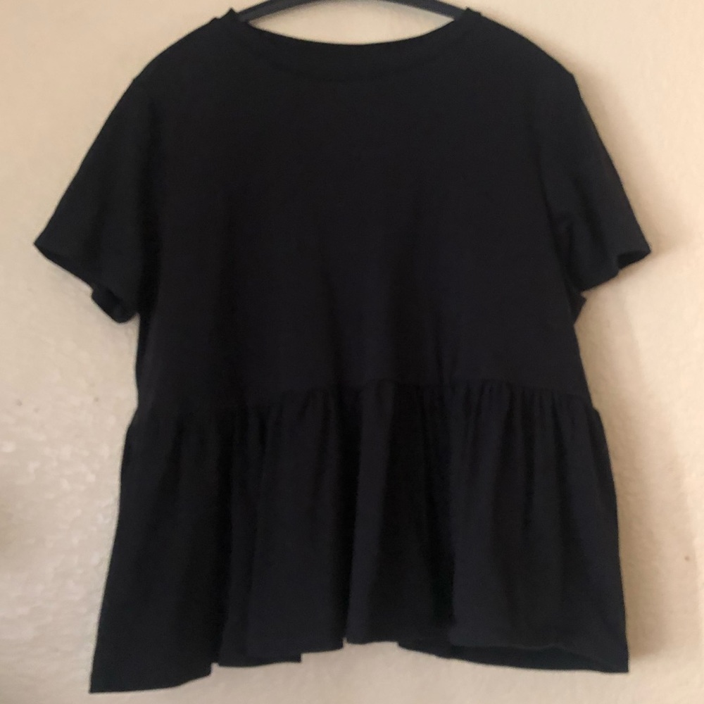 Forever21 1X Black Peplum Short Sleeve Tee